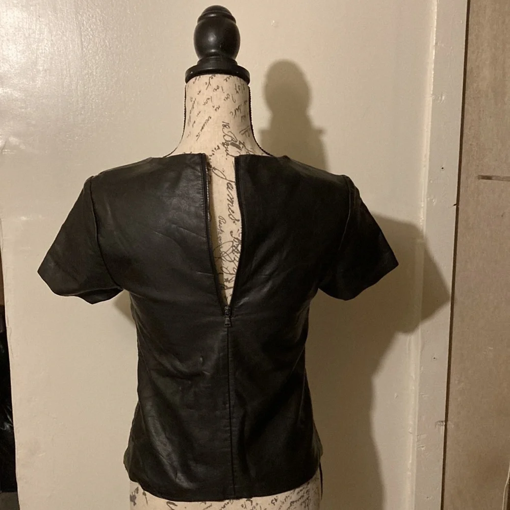 BNWT Black Rivet Faux Leather Top - Picture 2 of 6
